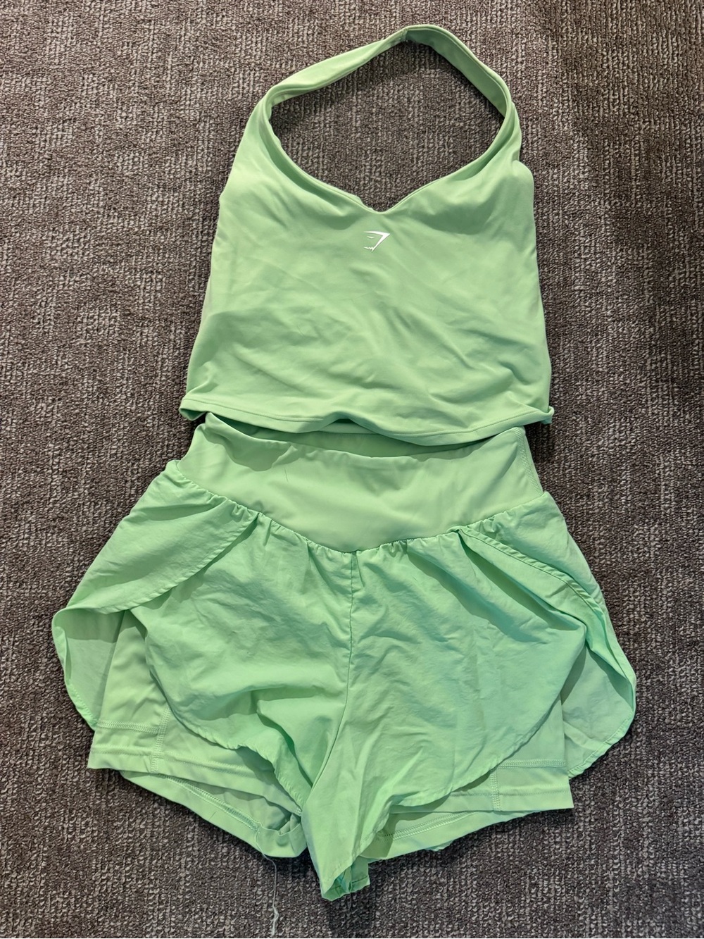 Gymshark Mint Green Women's Active Tank & Layered Shorts Set